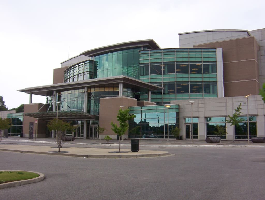 The Benjamin L. Hooks Central Library on Poplar Avenue in Memphis, where the Daily Memphian is free to read on site