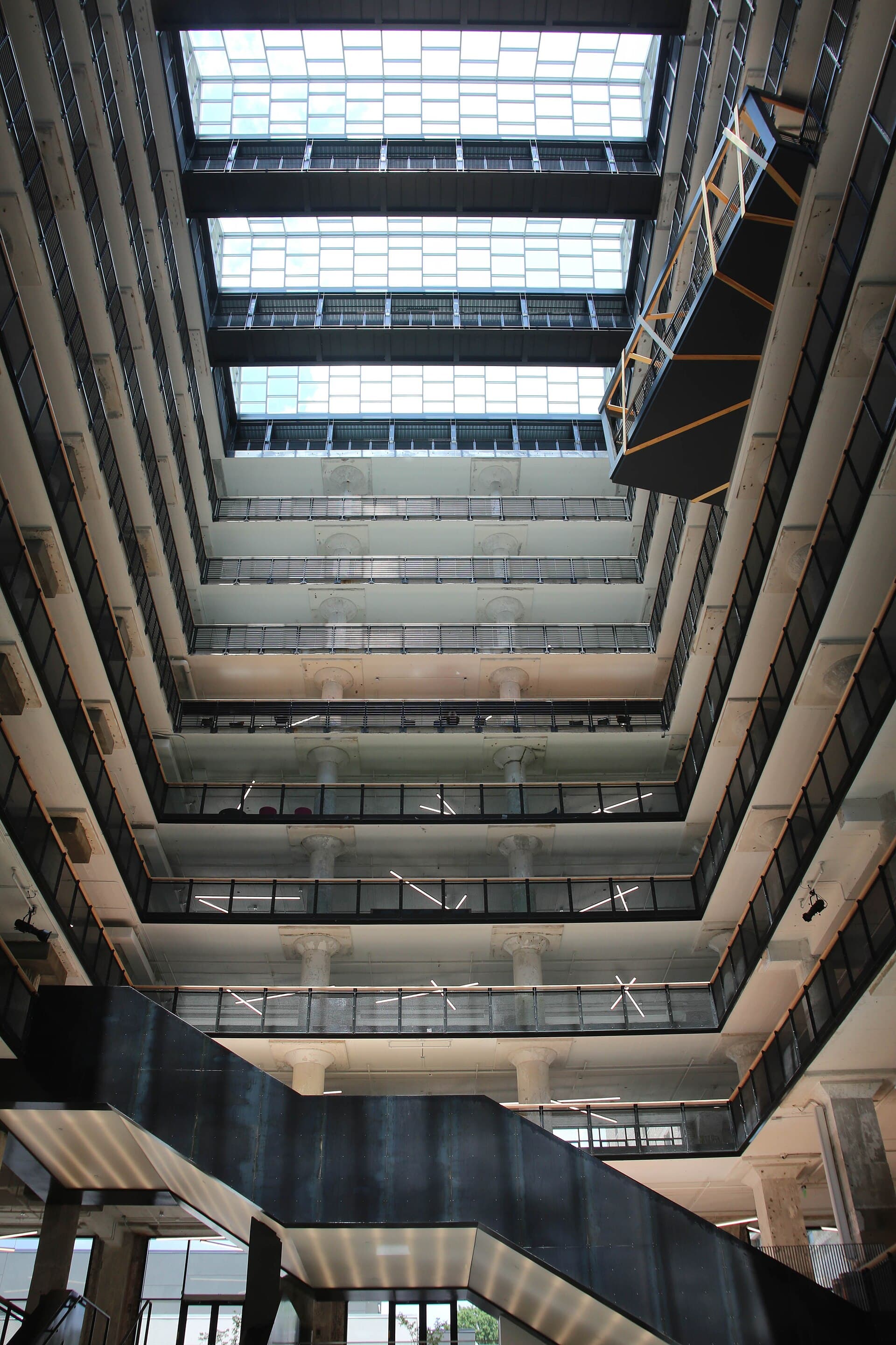 The ten-story central atrium of Crosstown Concourse in Memphis, the 1927 Sears building turned vertical village