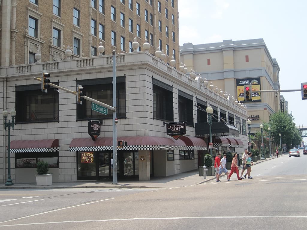 The Capriccio Grill corner of the Peabody hotel on Second Street in downtown Memphis