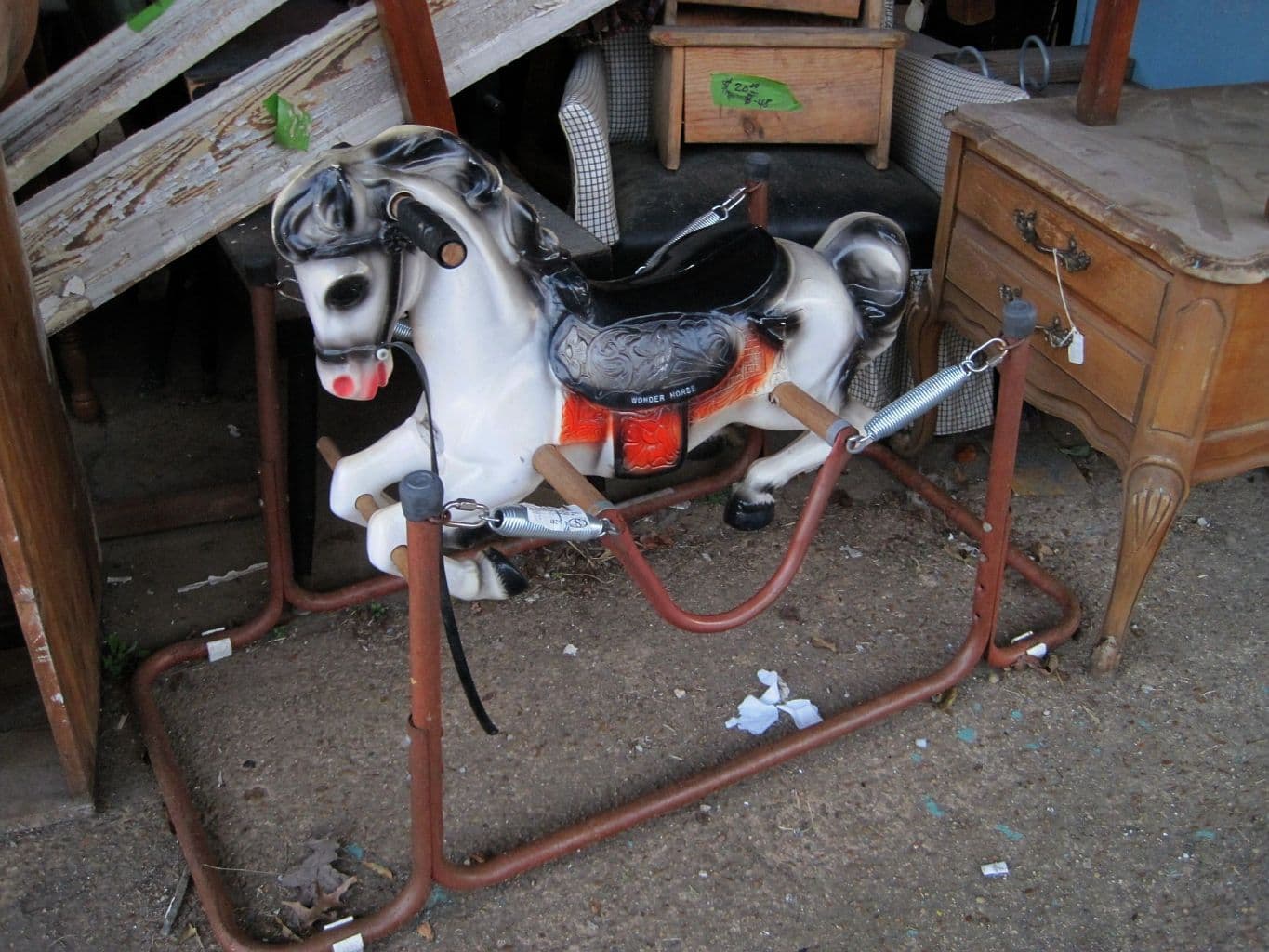 A vintage Wonder Horse spring rocker for sale at the Antique Warehouse on Summer Avenue in Memphis